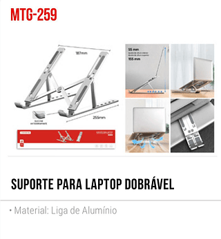 Suporte para Laptop Dobrável de Alumínio Tomate