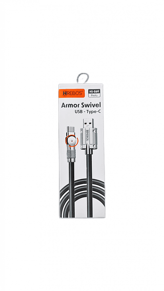 Cabo com ponta giratória 180° USB carregador Turbo Tipo C Hrebos