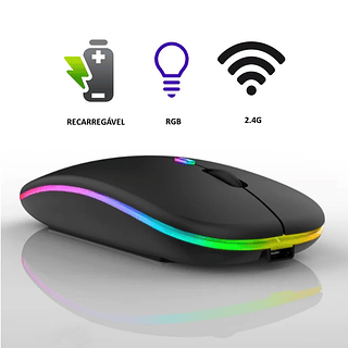 Mouse Sem Fio Recarregável Bluetooth bt+2.4g 9H