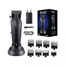 Máquina Profissional Hair Cipper Com Base Carregadora Kemei