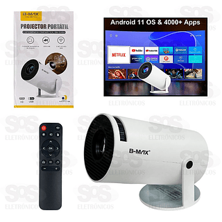 Projetor Smart LED Multimídia 4K HDMI/USB/P2 BMAX