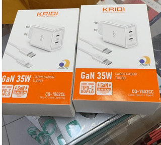 Carregador Turbo 35w Completo Duplo Tipo-C Kaidi