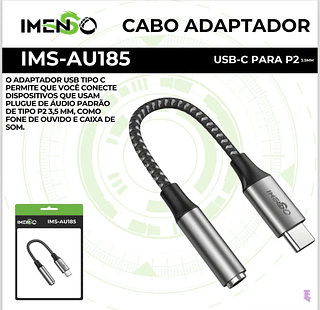 Adaptador Type-C Para P2 3.5mm Imenso