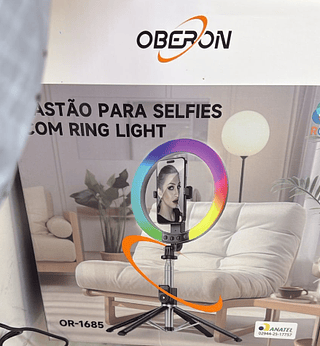 Bastão para Selfie Iluminador Ring Light Rgb Com Tripé 2m Obéron