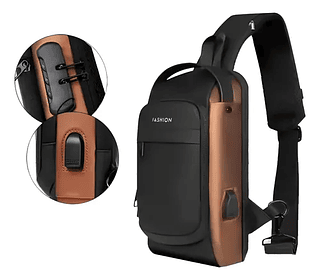 Saco de Ombro Mochila para Viagens Portáteis Com Interface de Carga USB + Cadeado