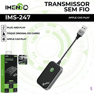 Adaptador Conversor Sem Fio Wifi CarPlay para Iphone com Adaptador Type-C Imenso