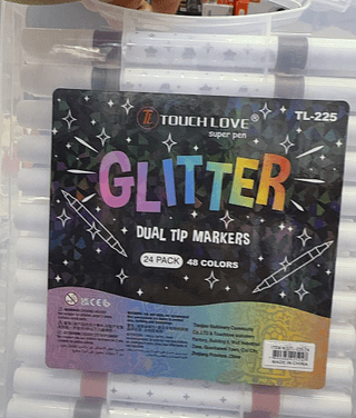 Estojo Canetas Marcadoras Com Glitter Ponta Dupla 24pçs(48 cores)