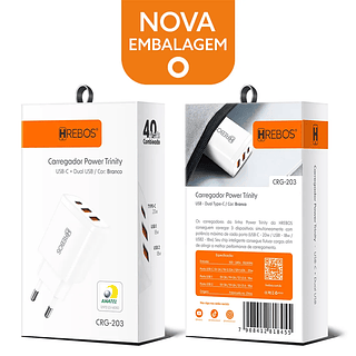 Adaptador de Energia Carregador Power Trinity 40w Hrebos