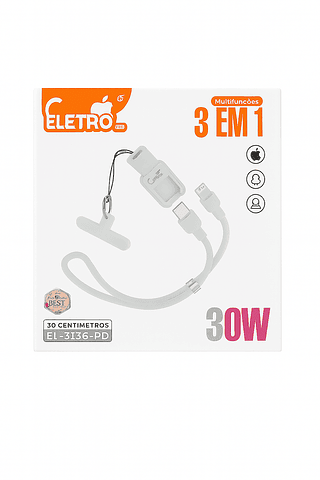 Alça para Celular com Cabo de Carregamento para IOS 30cm Eletromex