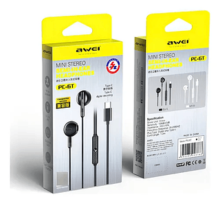 Fone De Ouvido Com Microfone Com Conector Usb-C Awei