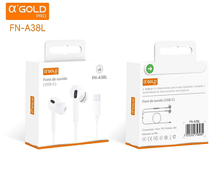 Fone de ouvido Tipo C com Borracha A'Gold