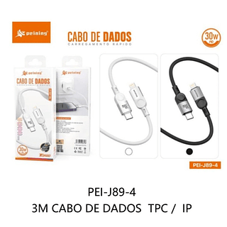 Cabo de Dados Carregamento Rápido USB-C para Lightning 3M Peining