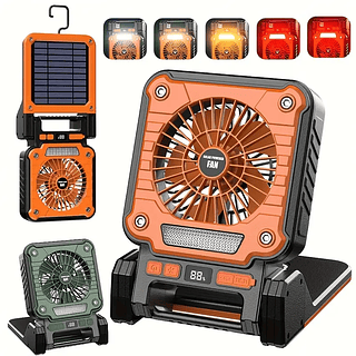 Ventilador Solar Camping C/ Bateria Lítio Grande Capacidade LOF-V