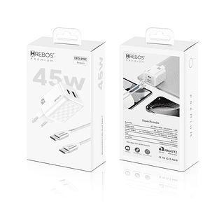 Carregador Premium White Chess 45W Tipo-C Hrebos