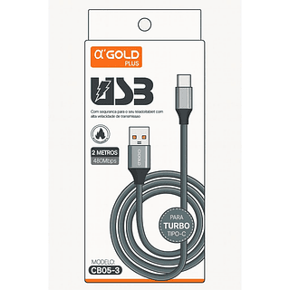 Cabo USB Tipo C E IOS Turbo 2m α'Gold Plus