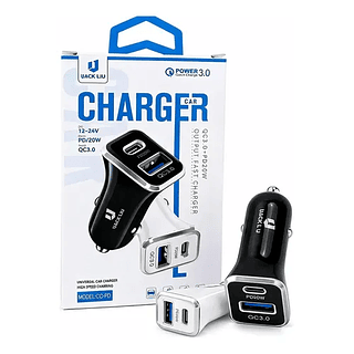 Carregador Veicular Branco 2 Portas Usb e Tipo-C Car Charge iJack