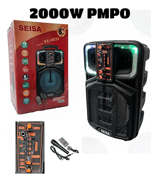 Caixa De Som Bluetooth Com Microfone Volume Alto Seisa