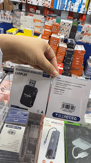 Adaptador Sem Fio CarPlay Android Auto 2025 USB Plug & Play IOS