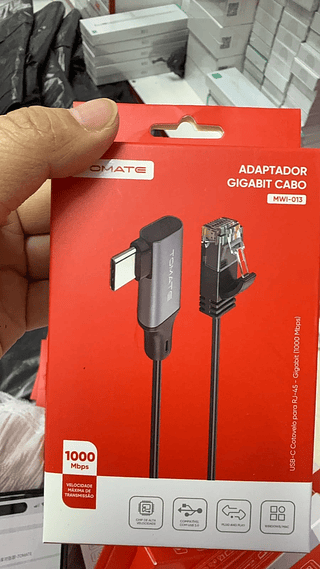 Adaptador de Rede Fio Gigabit USB-C Cotovelo para RJ-45 Tomate