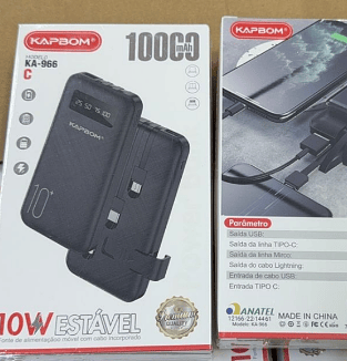 Carregador Portátil PowerBank 10.000 mAh Kapbom
