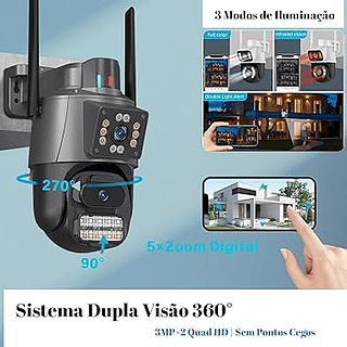 Camera de Segurança Externa IP Lente Dupla com 2 Antenas ICSEE