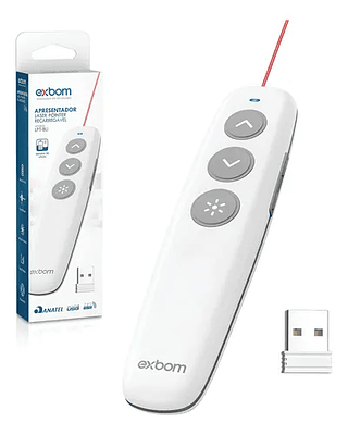 Apresentador e Passador de Slides Laser Wireless Recarregável Exbom