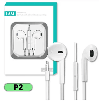 Fone de Ouvido EarPods Com Microfone e Volume P2 Fam