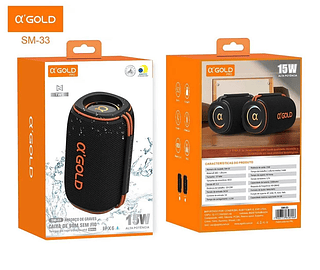 Caixa de som Bluetooth USB cartão memória 15W a'Gold