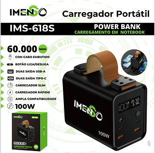 Carregador Portátil Imenso 60000mah 100w Ultra Rápido Starlink