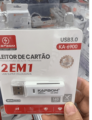 Leitor de Cartão USB 3.0 2 em 1 SD/MicroSD Kapbom