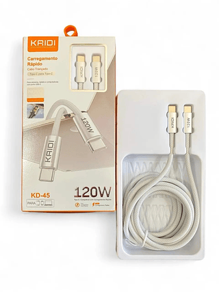 Cabo de Dados e Carregamento 120W Tipo-C x Tipo-C 2m Kaidi