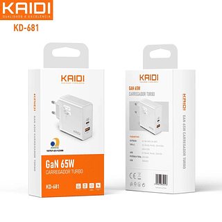 Fonte Carregador Turbo 65w Entrada Usb+Tipo-c Kaidi
