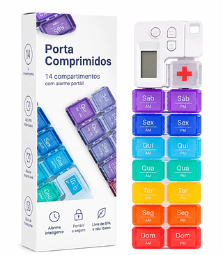 Organizador de Comprimidos Portátil com Alarme 14 Compartimentos LAY