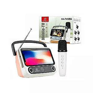 Caixa Som Karaokê Portátil Bluetooth Com Microfone Celular Kapbom