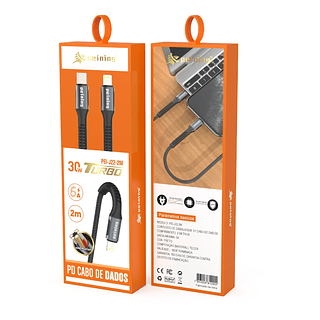 Cabo De Dados 60W Turbo 2M Tipo C para Ligthning Peining