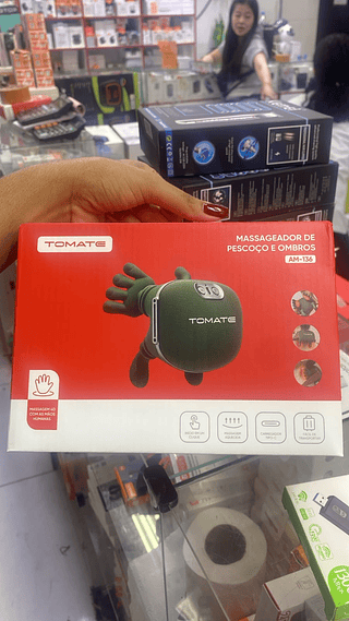 Massageador Pescoço Ombro Shiatsu Recarregável Mãozinha Tomate