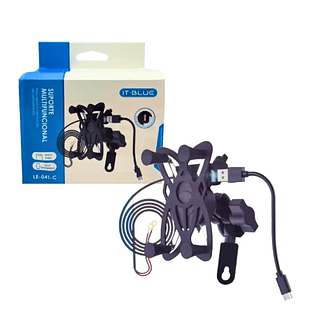 Suporte De Celular E Carregador Usb para Moto IT-BLUE