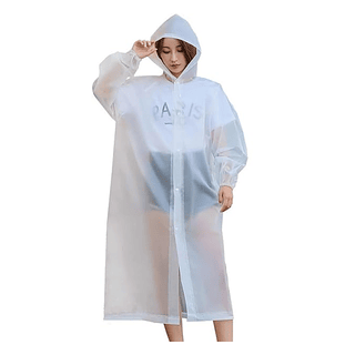 Capa de Chuva Impermeável Reforçado Reutilizável Com Capuz Tamanho Adulto