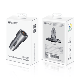 Carregador Veicular Turbo USB Type-C Hrebos