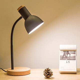 Luminária De Mesa Retrô Articulável Em Madeira E Aço