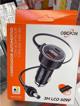 Carregador Automotivo com Adaptador para Starlink 60W Oberon
