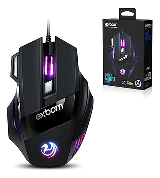 Mouse Gamer com Fio RGB 3200 Dpi Exbom