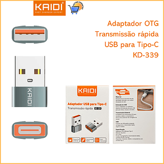 Adaptador OTG Transmissão de dados rápida USB para Tipo-C KAIDI