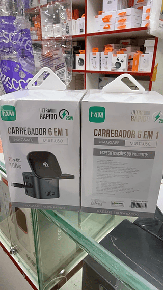 Carregador 6 Em 1 100w Turbo Sem fio Indução FAM