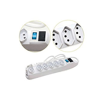 Extensão elétrica 3 Metros 6 Tomadas Compacta Filtro de Linha