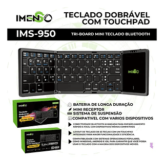 Mini Teclado com Touchpad Bluetooth Imenso
