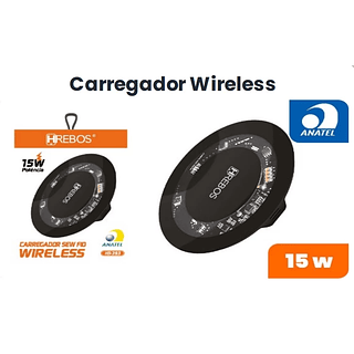Carregador Sem Fio 15w Turbo Indução Qi Transparente Simple HREBOS