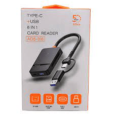 Leitor de Cartão 8 IN 1 USB+Type C