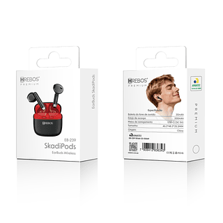 Fone de Ouvido Sem Fio EarBuds SkadPods Hrebos