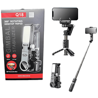 Gimbal Q18 Estabilizador E Tripé Com Luz